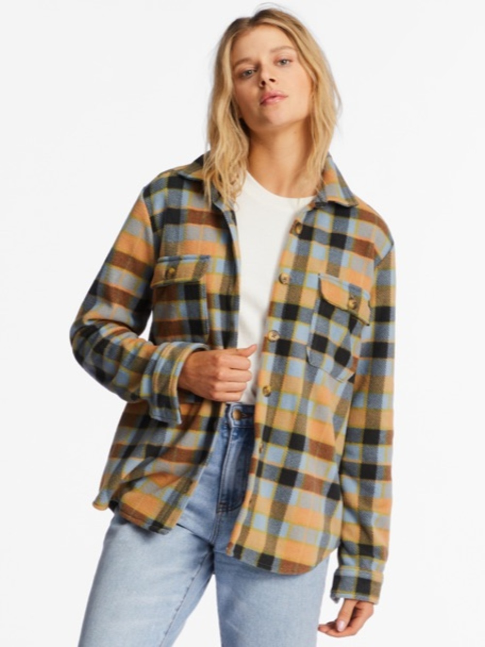 BILLABONG Adventure Division Forge Fleece Plaid Shacket Shirt Jacket